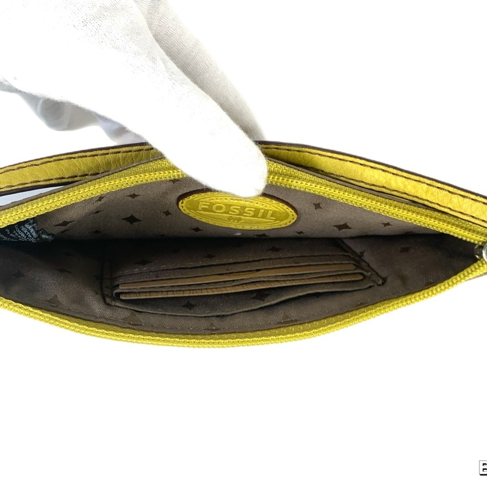 Fossil Taupe and Yellow Embossed Wristlet - Picture 4 of 6
